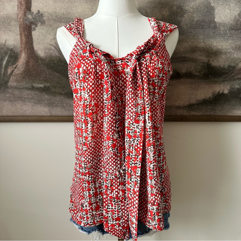 Banana Republic Red and White Sleeveless Blouse